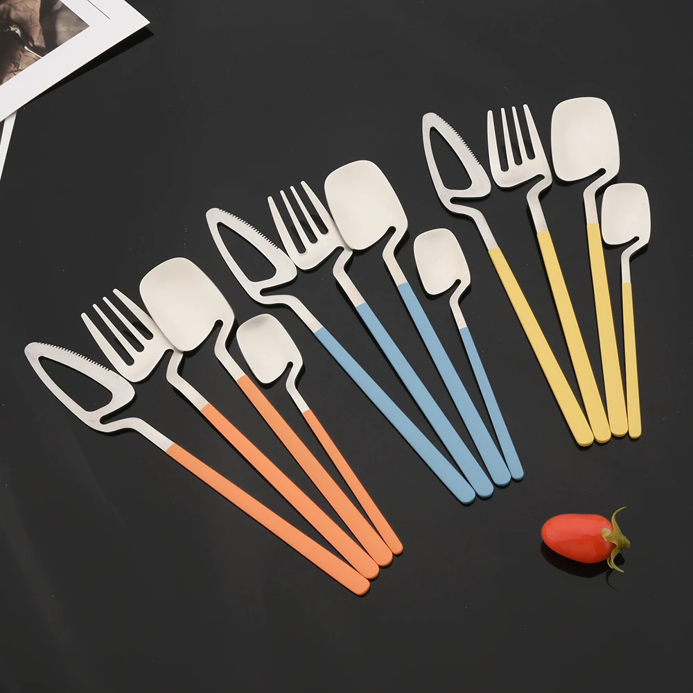 4/12Pcs Matte Dinnerware Cutlery Set Stainless Steel Dinner Knife Fork Coffee Spoon Set Kitchen Flatware Tableware Party Set