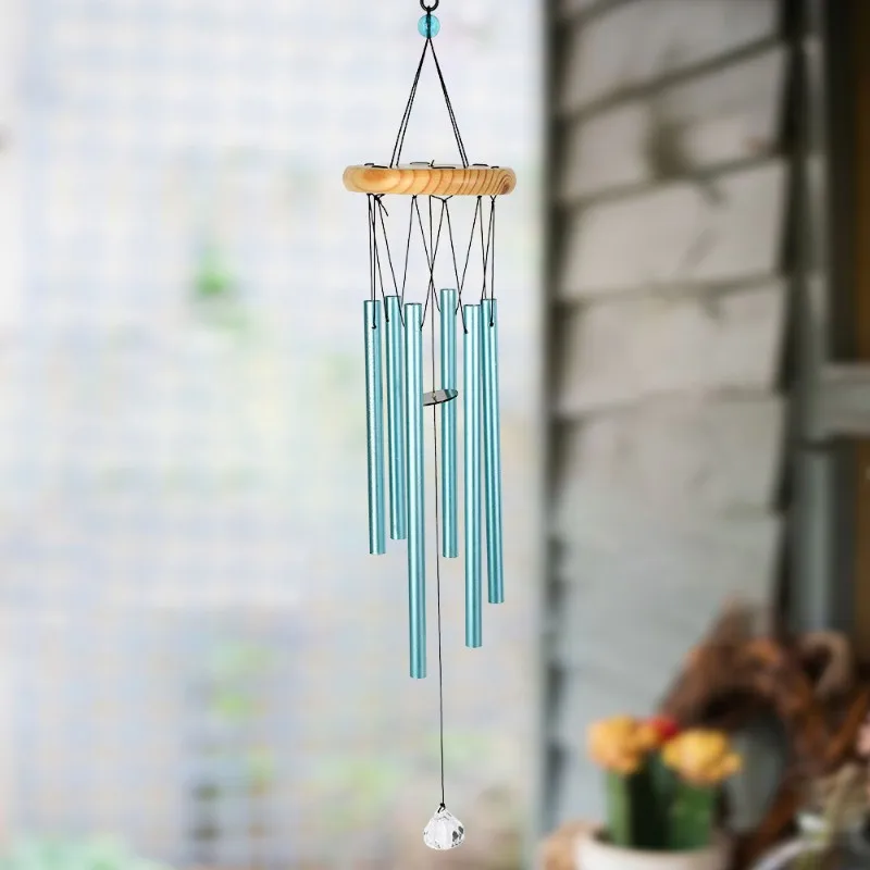 FAST-Handmade Aluminum Tube Bell-Blue Wind Chime 26 Inch-Metal Hanging Decor For Home And Garden
