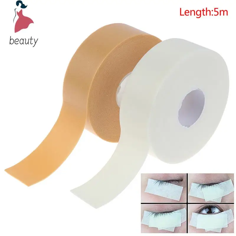 1 rollo de extensión de pestañas postizas, sin parche, almohadillas para los ojos, papel blanco/cinta desnuda debajo de las almohadillas para los ojos, accesorios de maquillaje