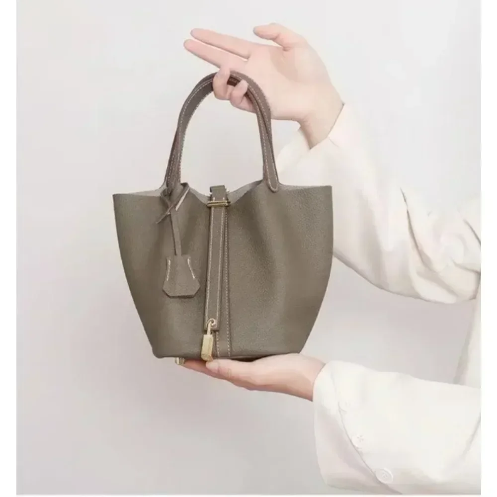 Classic elephant grey vegetable basket women's bag, vintage versatile handbag, commuting bag two-piece set