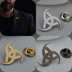 Triangular Celtic Day Gold Plated Badge, Men's Collar Brooch Black, Silver Lapel Pin, Suit Accessories Set, Branded Men's Gift