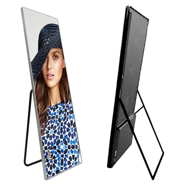 

Indoor P2.5 LED Poster Display with Full Color Gob WiFi Standing Wheeled Screen for Retail Store and Shopping Mall Use