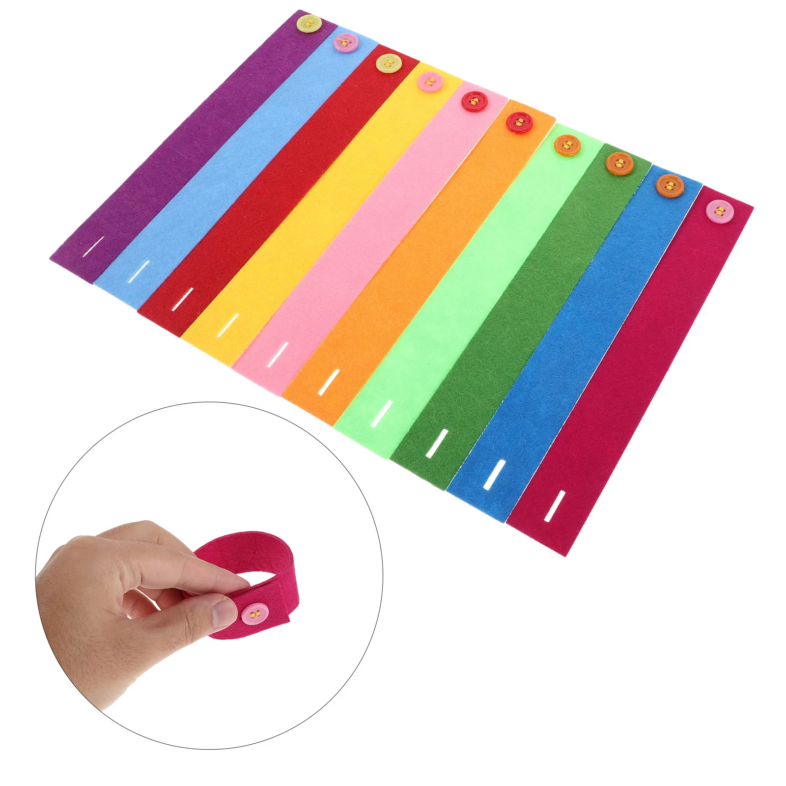 

40Pcs Felt Wristbands Adjustable Button Bracelets Solid Favor Classroom Sports Event Wristbands Montessori