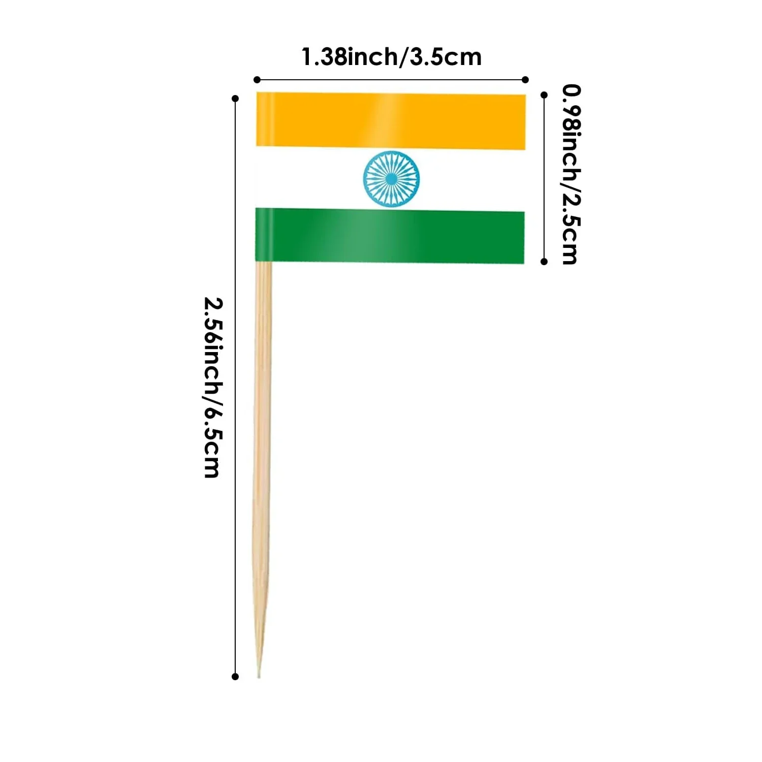 100 Pcs India Flag India Toothpick Flags Mini Small Indian Cupcake Toppers Stick Flags Banner Party Cocktail Fruit Decoration