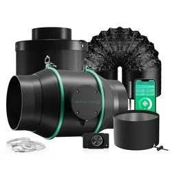 Mars Hydro 4'' 6'' Smart Ifresh Inline Ducting Fan Ventilation Kits with Carbon Filter for Grow Tent Kits