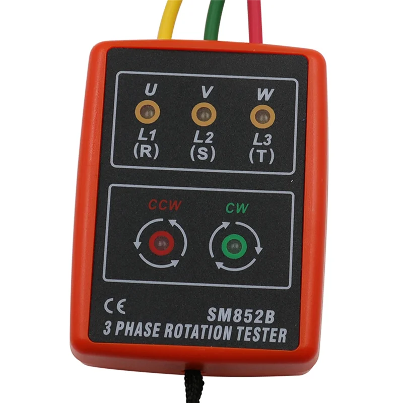AC56-60V-600V AC Three Phase Rotation Indicator Meter Phase Sequence Tester LED Buzzer With Portable Pouch