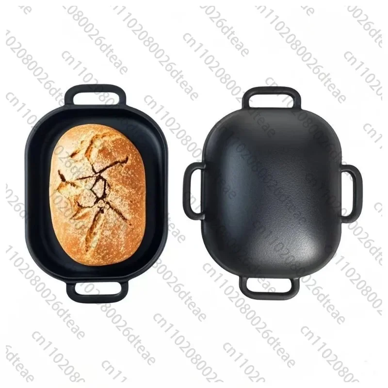 30cm Oval Bread Pan Cast Iron Loaf Pan With Lid For Homemade Breadmaking Sealed Bread Oven Inverted Dutch Oven Set For Baking
