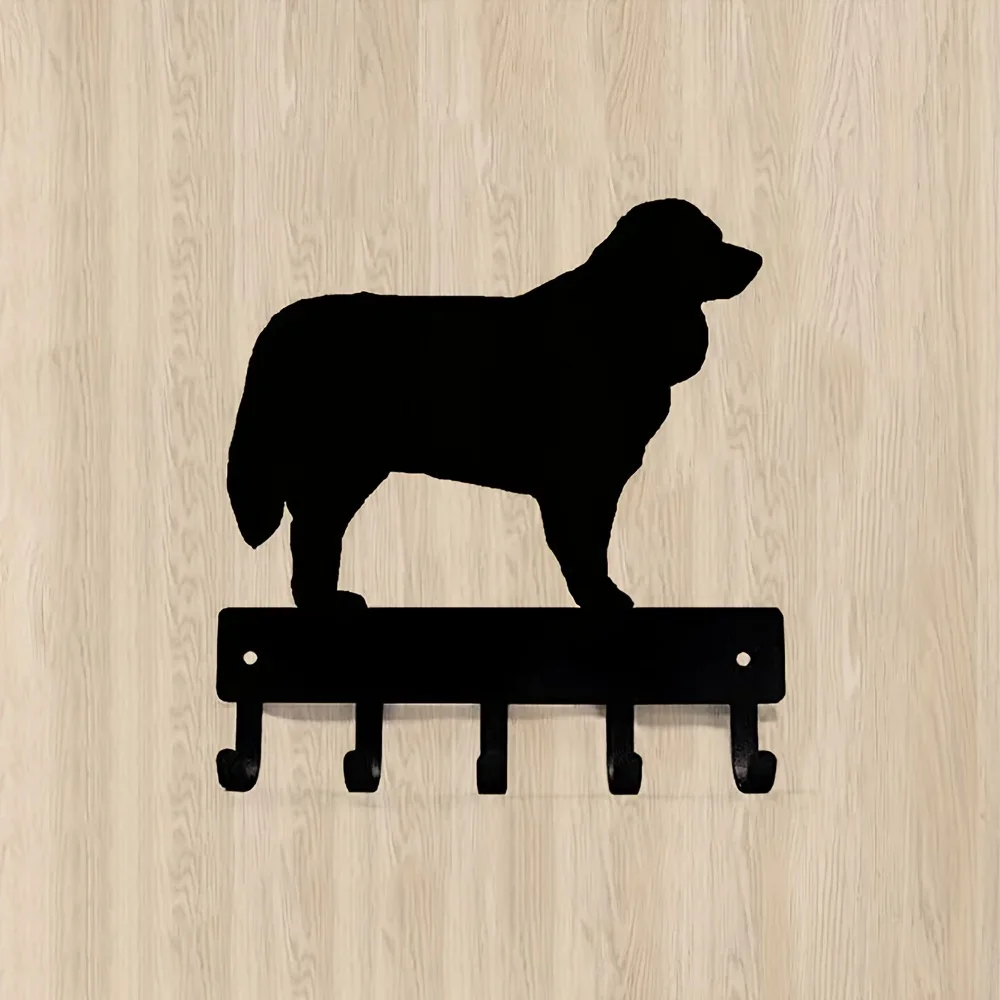 CIFBUY Metal Wall Art Bernese Mountain Dog Iron Sculpture Key Holder Wall Mounted Hooks Hanging Sign Home Decor Ornament Gift