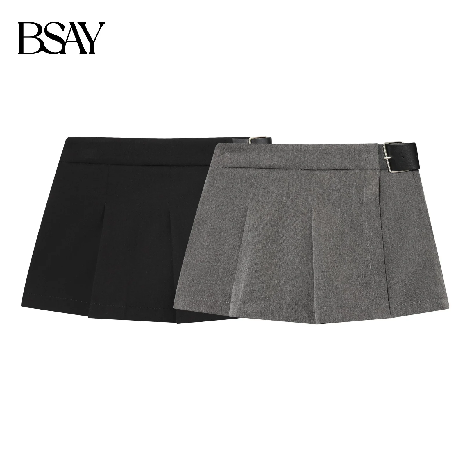 BSAY 2025 Fall Winter Women Casual  Mini Skirts Fashion Vintage Solid High Wasit Ruffles Pleated Sexy Shorts Skirts