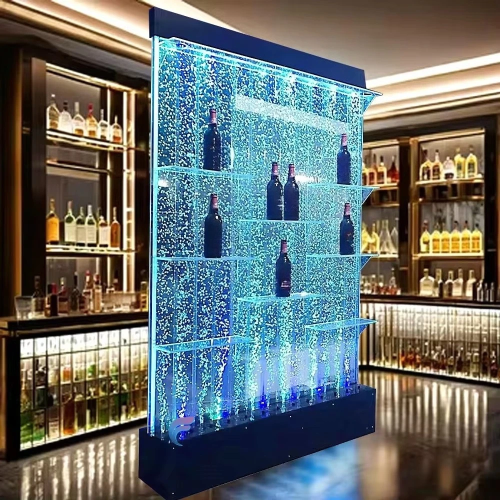 Acrylic large aquarium bubble wall, removable blister board partition wine rack with Light Emitting Diode, for room partition