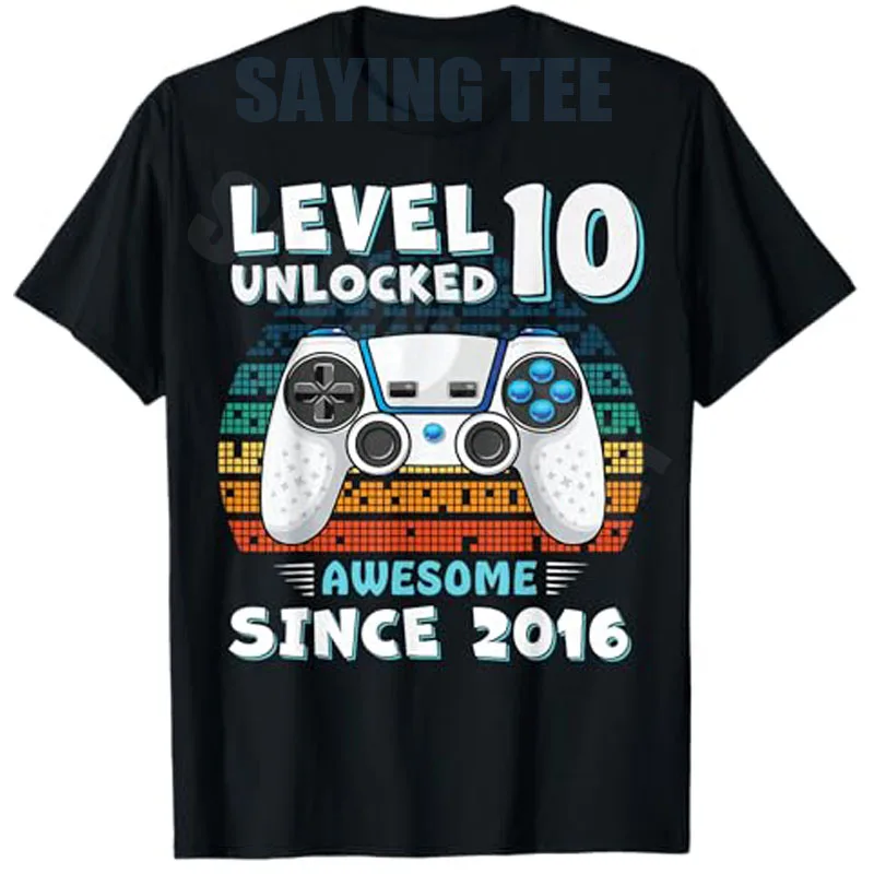 10-jährige Geburtstagsdekorationen für Jungen, T-Shirt „Awesome Since 2016“, Level 10 Unlocked Video Gamer, 10. Geburtstag, Neuheits-T-Shirt-Kleidung – Detail 7