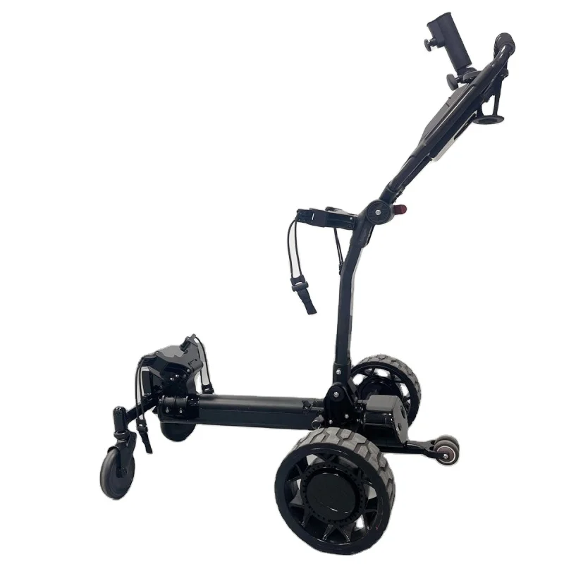 

High Quality 4 Wheel 10 Inch Electric Golf Cart Trolley Easy Folding Follow Me with Golf Bag Holder Remote Control