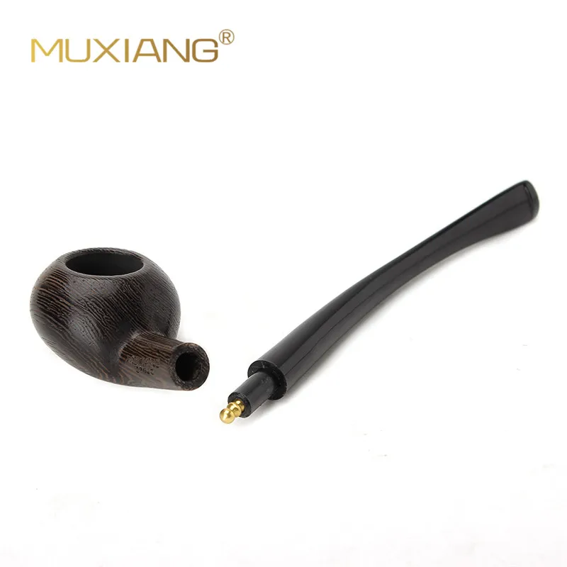 RU-MUXIANG Smoking Tools Kit Handmade Long Type Wooden Smoking Pipe With 3mm Filter Bent Taper Stem Tobacco Pipe Dad's Gift