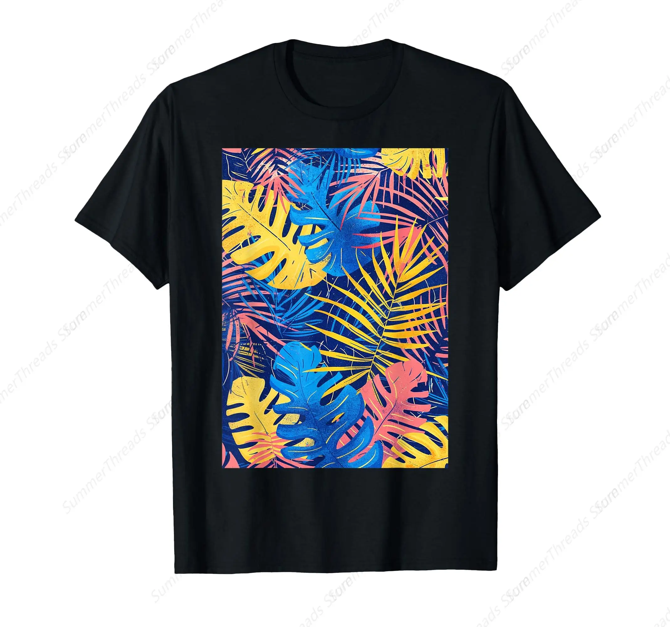 Minimalist Pattern Art Tropical Leaves T-Shirt