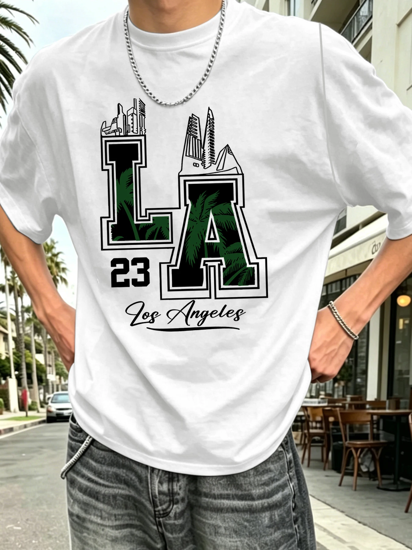 Men's Summer West Coast-Style Tropical Beach Print T-Shirt: American Retro Streetwear Casual Crew Neck Top
