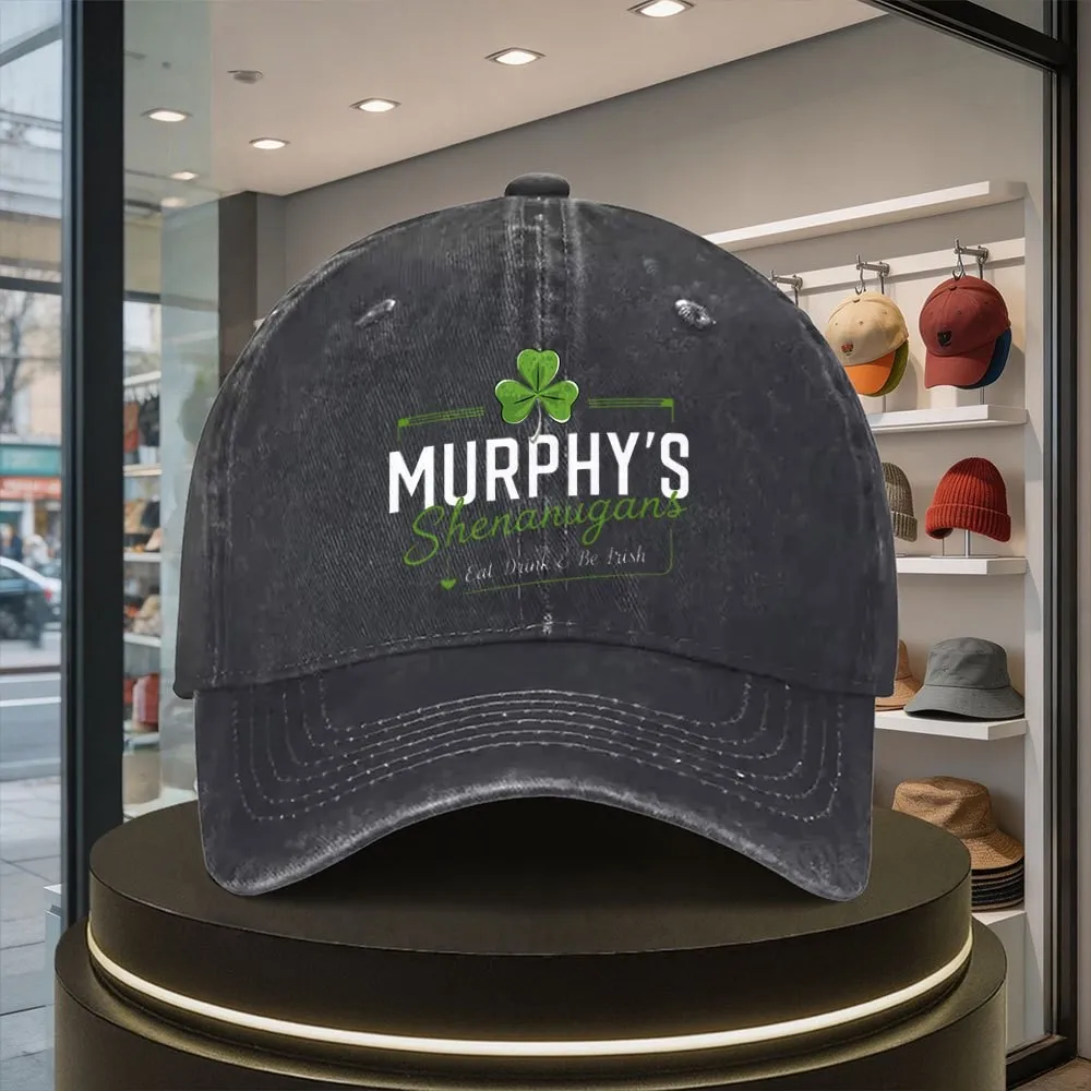 Murphy's-Clover-Print-Distressed-Baseball-Cap-Unisex-Lightweight-Cotton-Cap-for-All-Seasons