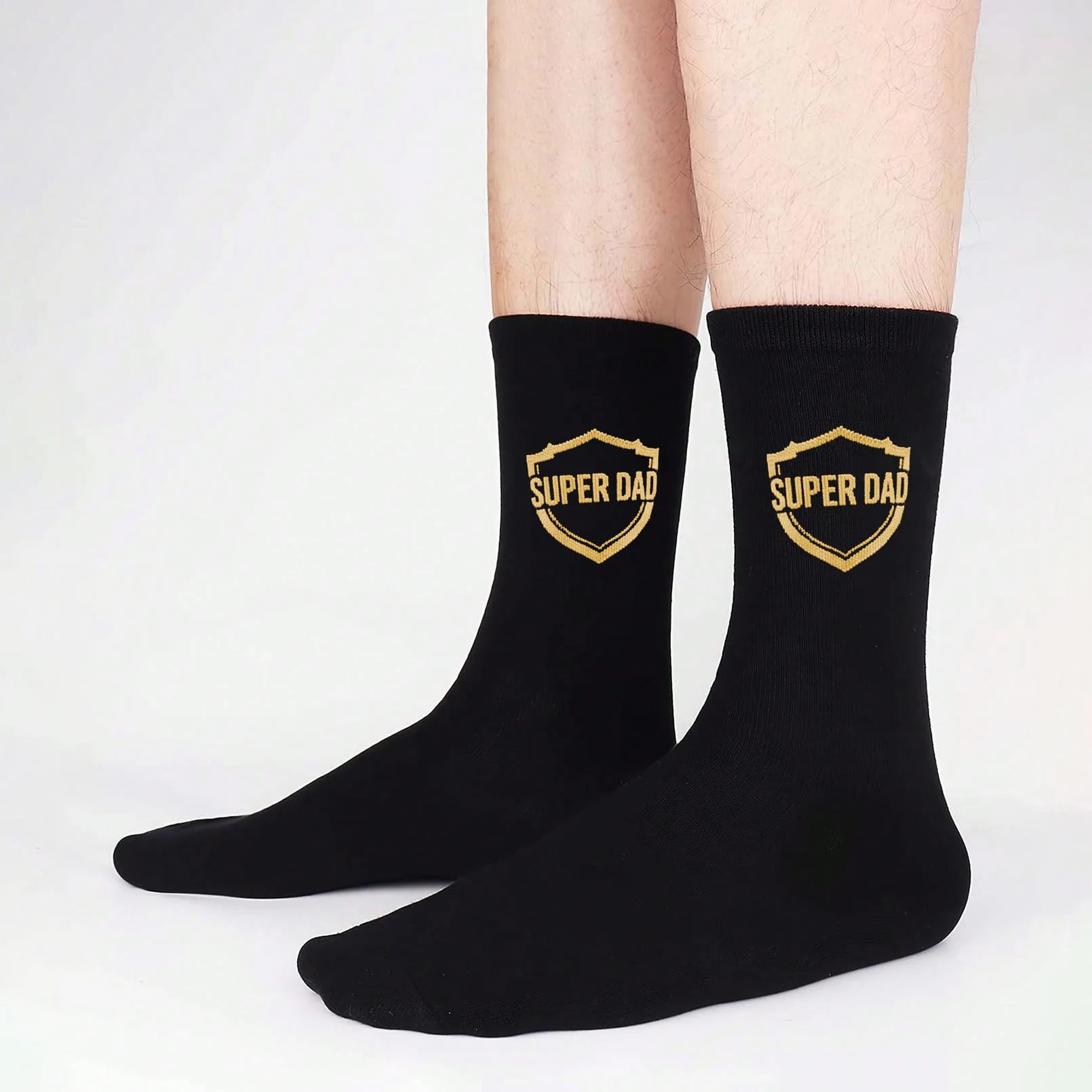 A Pair of Men's Mid-Calf Socks with a Theme of Honoring Fathers, Featuring a Simple yet Playful Style, Perfect as a Gift for Father's Day, Birthdays, and Other Occasions. - view 2