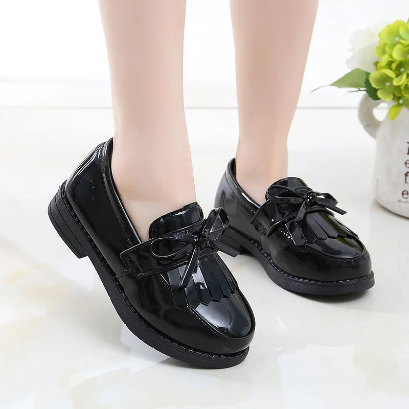 Student Fashion Tassel England Style Dress Shoes Children Leather Performance Flats Girls Princess Mary Jane Shoe for Kids 26-36