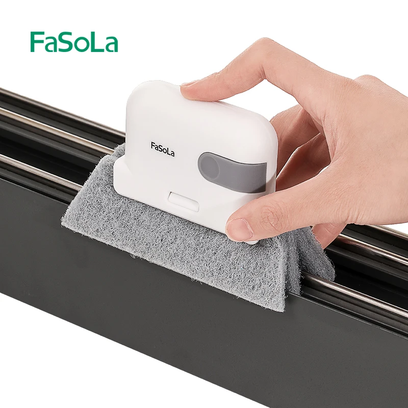 FaSoLa Window Track Cleaner Door Groove Cleaning Brush Tools Floor Gap Cleaning Sponge Cloth Useful Things for Home