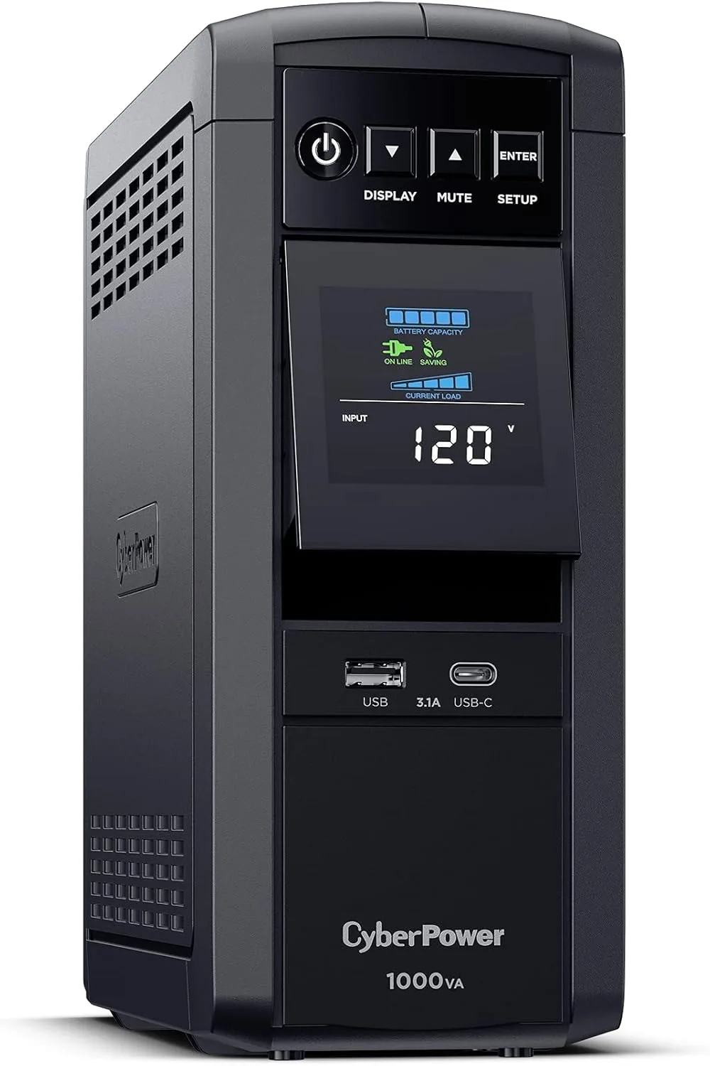 CP1000PFCLCD PFC Sinewave UPS System, 1000VA/600W, 10 Outlets, AVR, Mini-Tower, Black