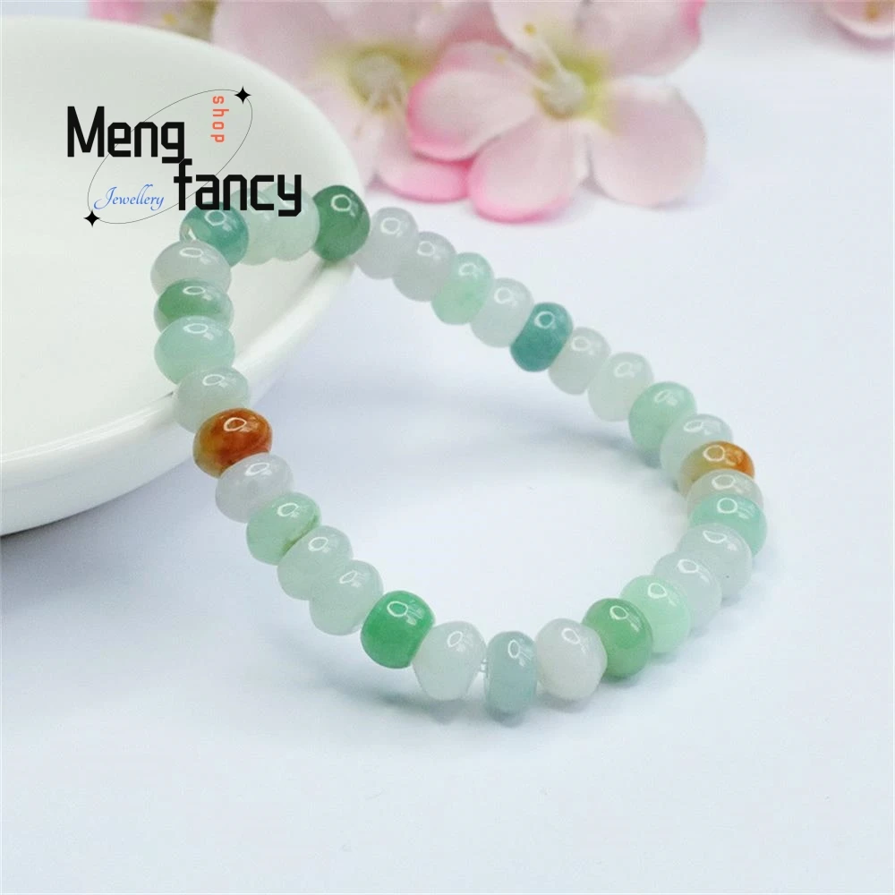 Natural Myanmar Jadeite Abacus Abacus Beads Colourful Jade Bracelet Exquisite Elegant Simple High-grade Luxury Quality Jewelry