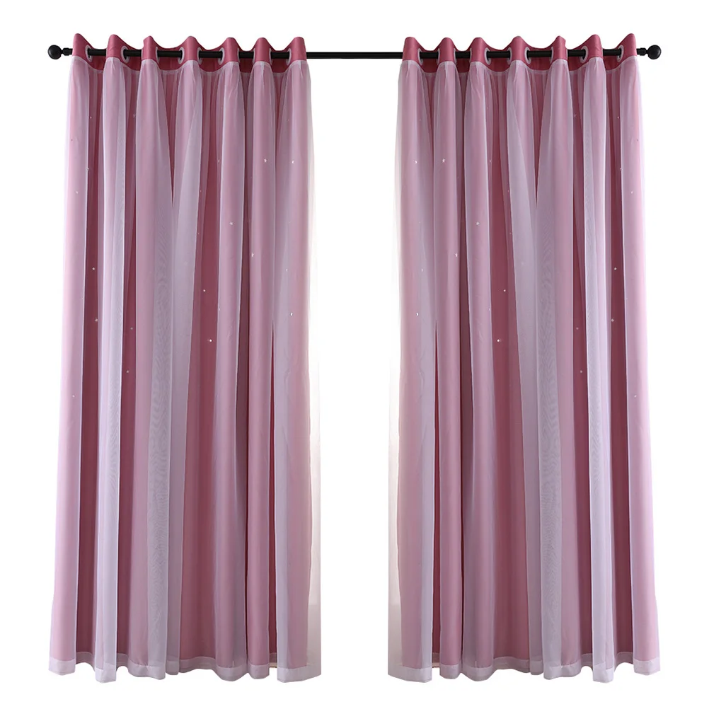 1 Uds. Cortina opaca elegante con bloqueo de luz solar para sala de estar dormitorio decoración moderna del hogar rosa 200x100cm