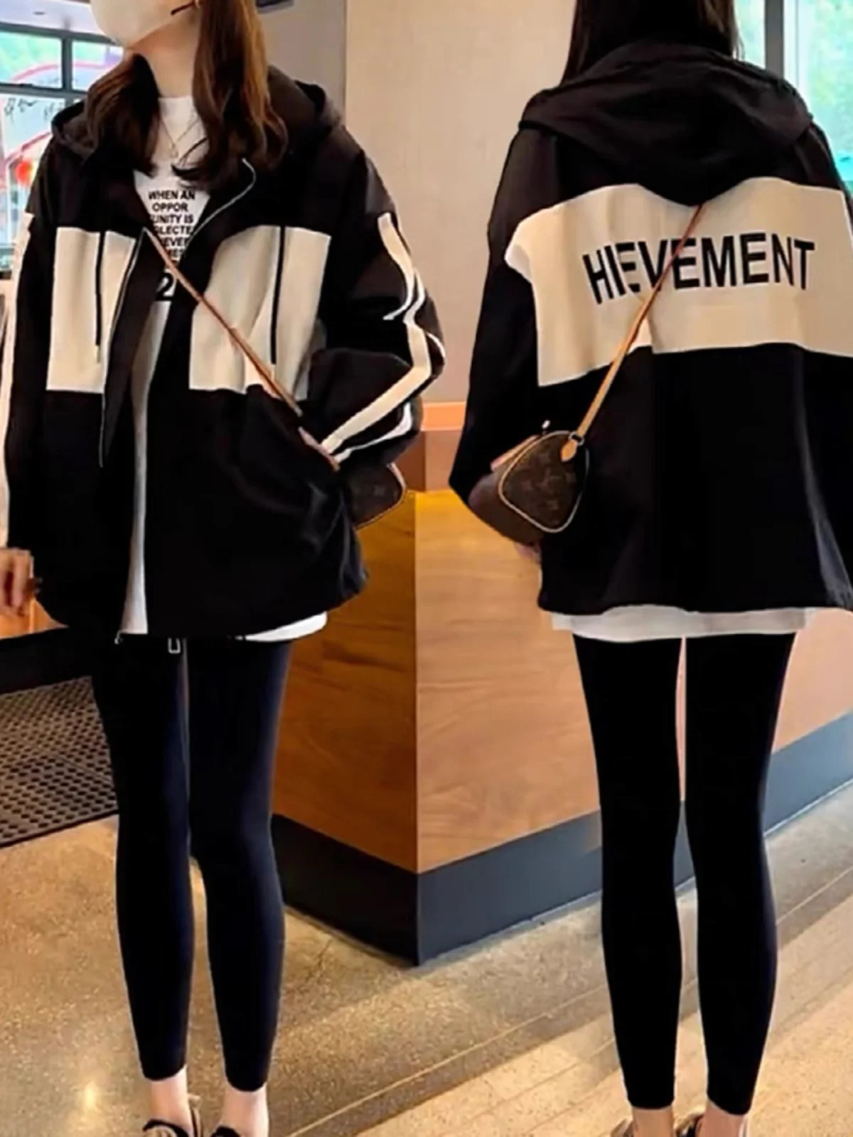 

Женская толстовка с капюшоном в стиле колор-блок, весенняя новинка, большие размеры, повседневная, в бейсбольном стиле, с эффектом высокой посадки, на молнии, с длинными рукавами