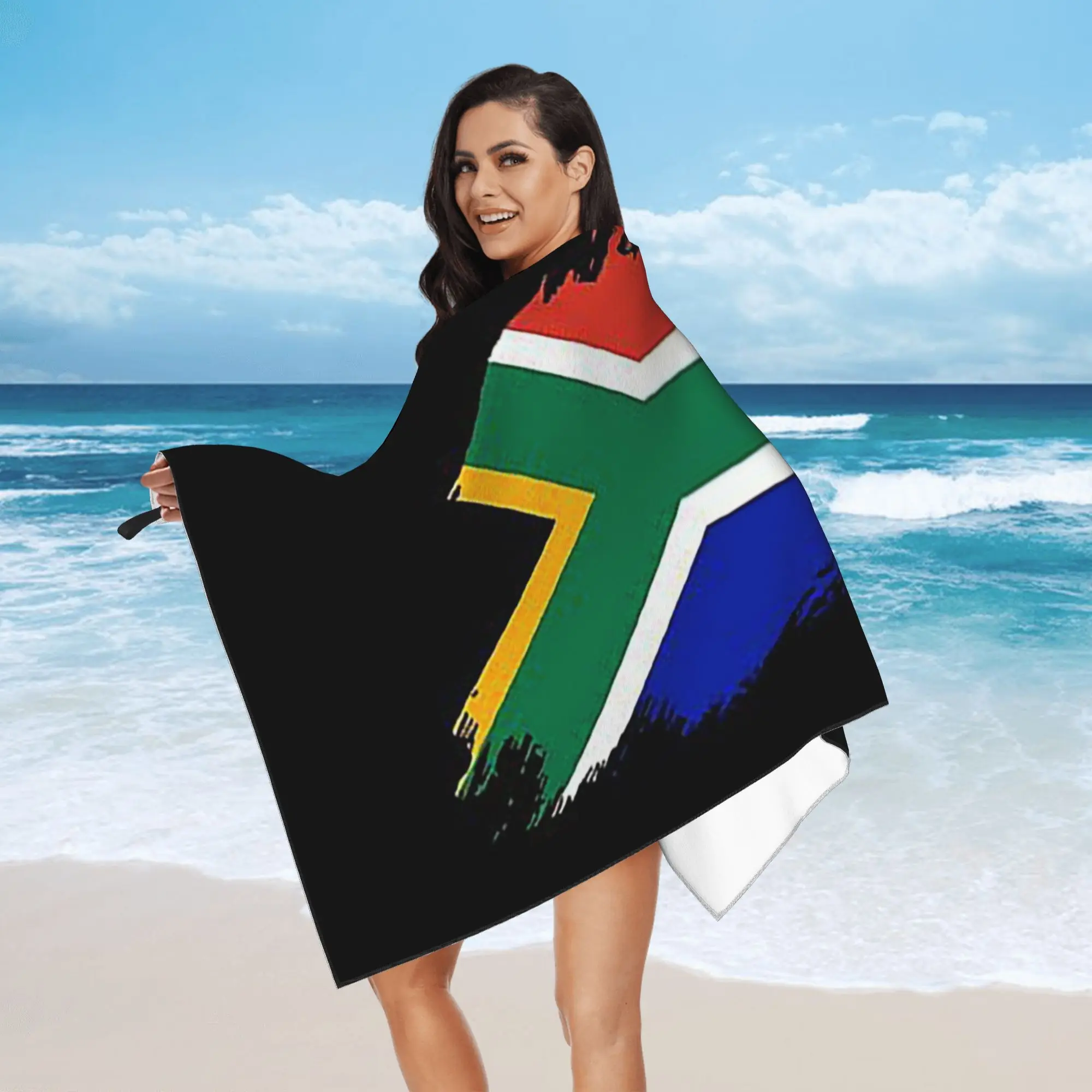 South African Springboks Flag Beach Towel Soft Microfiber Quick Dry Absorbent Quick Towels For Mountain Climbing