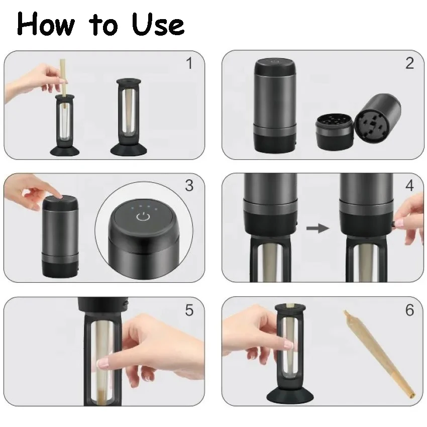 2 In1 Electric Dry Herb Grinder with Filling Tobacco Horn Tube /Cone Rolling Paper Cigarette Maker Smoking Accessories