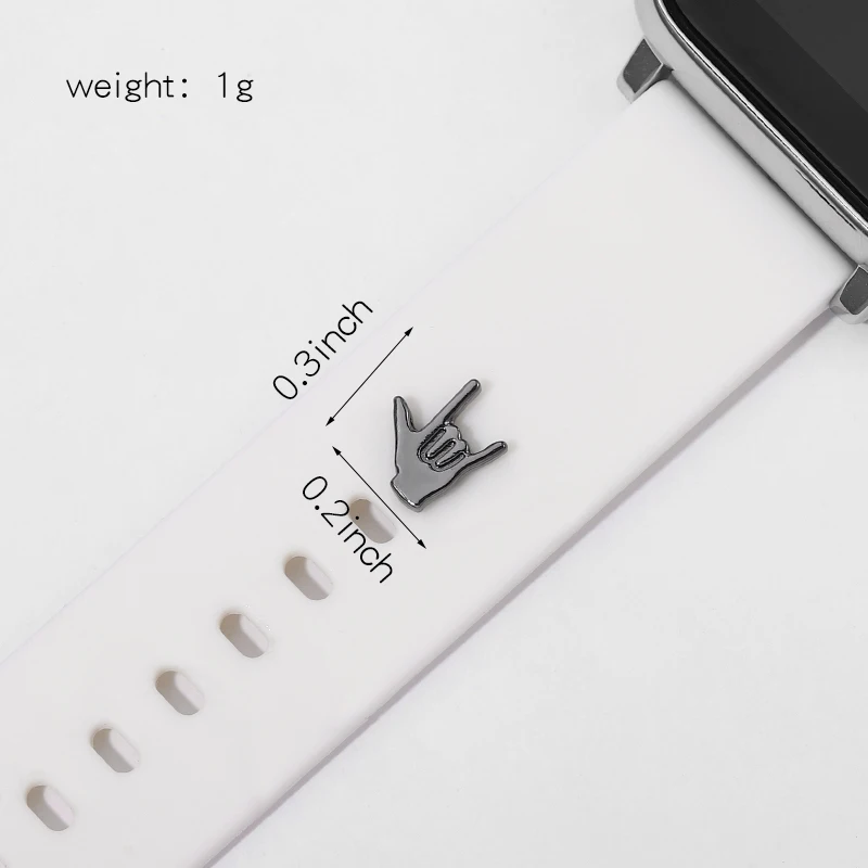 Apple için Watchband dekoratif Charms kayış Hip Hop jest Metal Charm Iwatch spor bilezik için komik parmak takı Charm