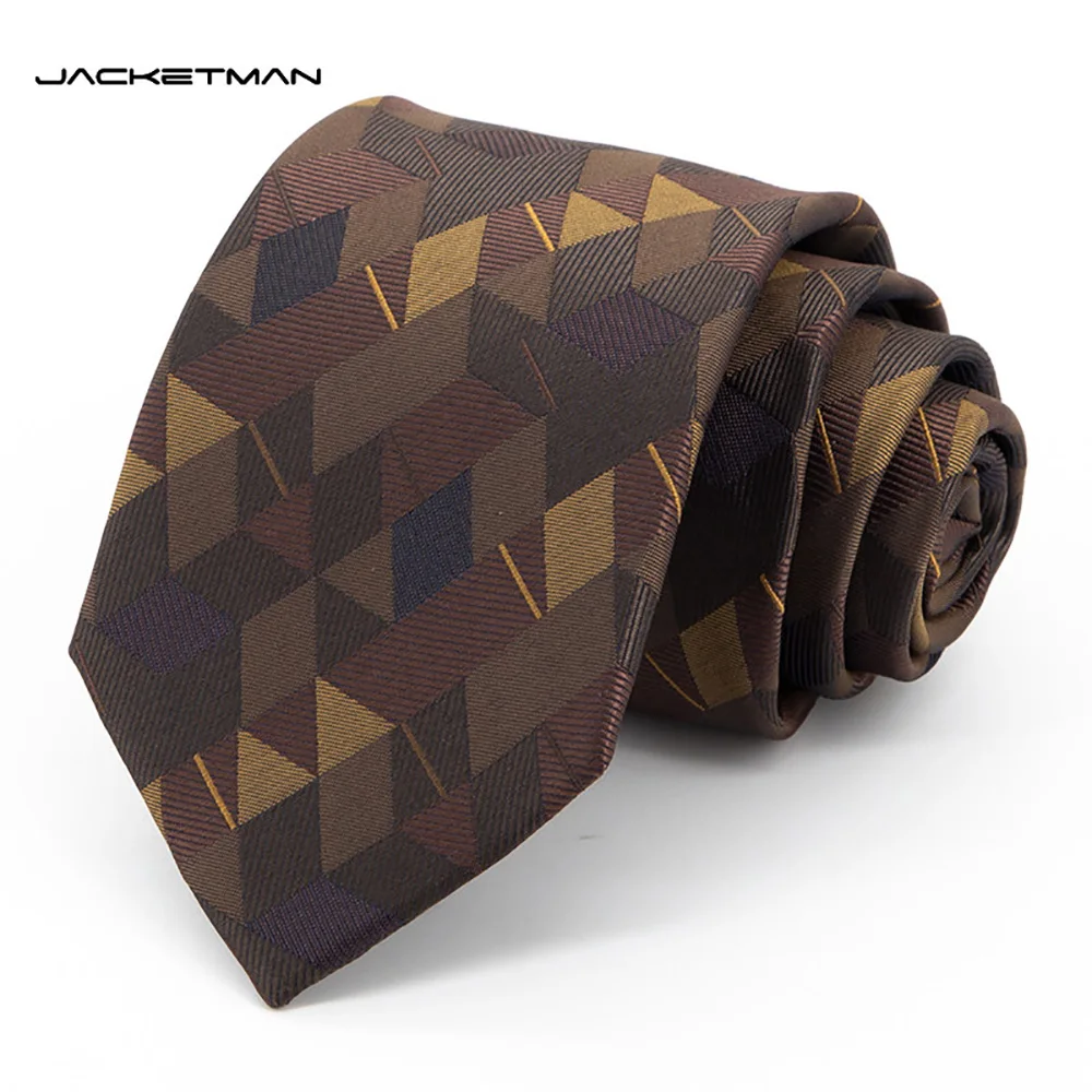 high-quality-fashion-tie-coffee-color-personalized-geometric-pattern-men's-business-dress-shirt-accessories-8cm-wide-version-tie