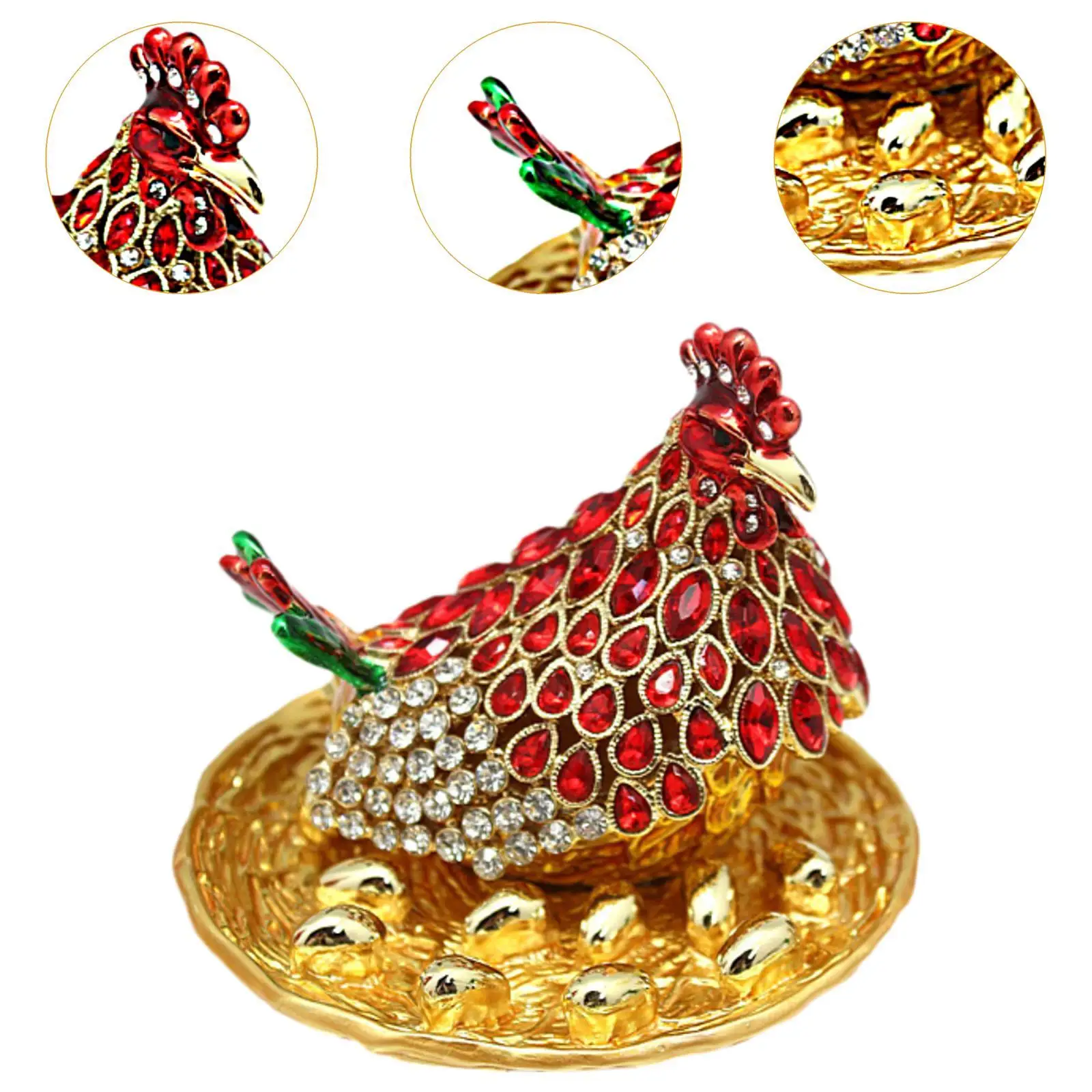 Chicken Figurine Jewelry Box Jewelry Organizer Hen Style Decorative Treasure Chest Box image 5