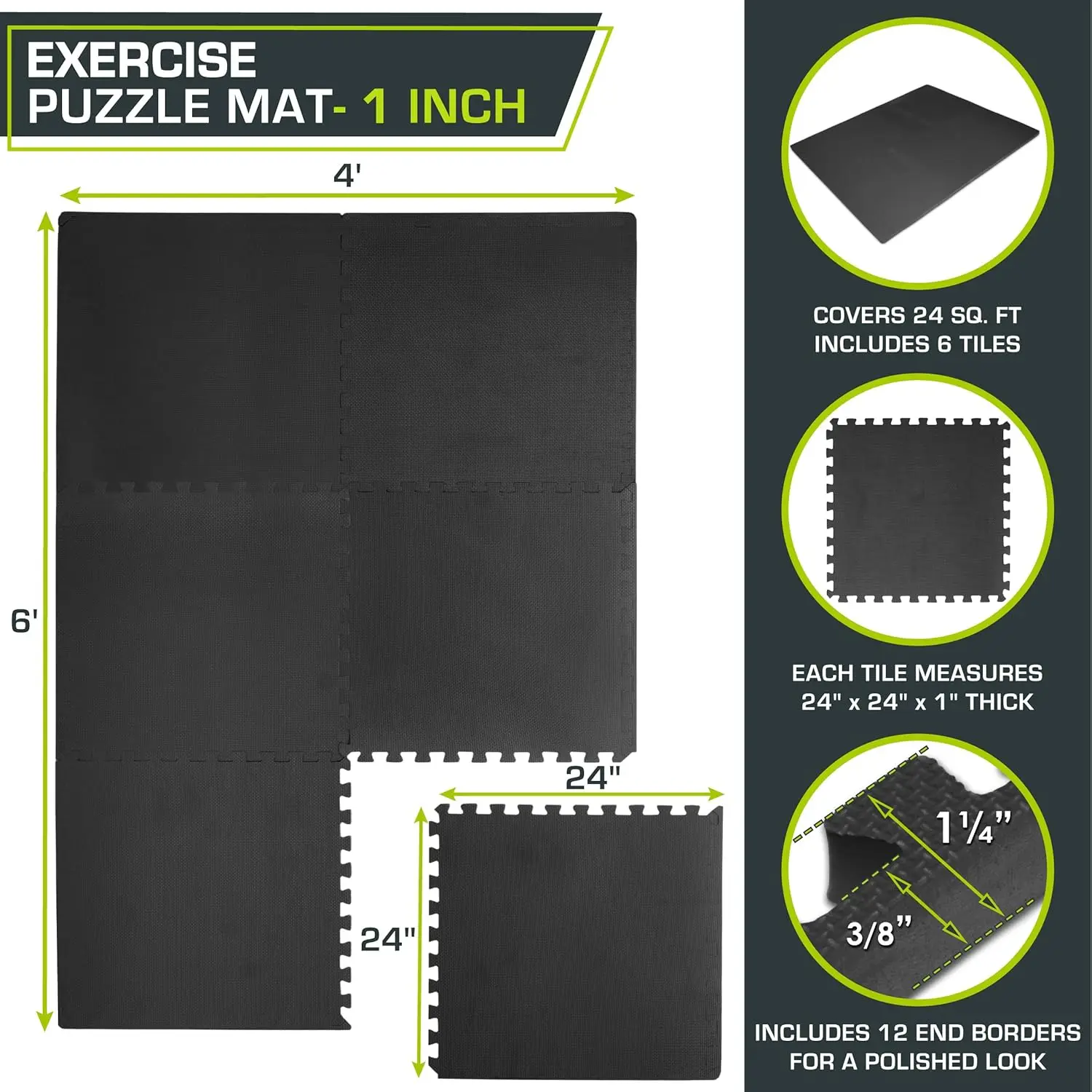 Extra Thick Puzzle Exercise Mat, ¾" & 1" EVA Foam Interlocking Tiles for Protective Cushioned Workout Flooring at Home and Gym