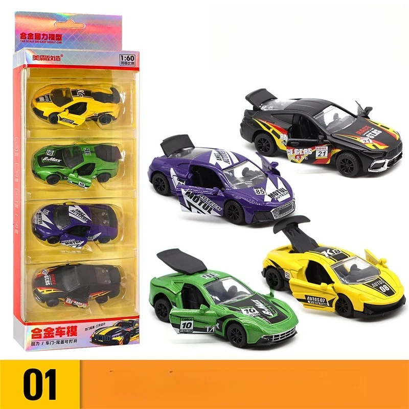 Modèle de course en alliage moulé sous pression 1:60, jouet en métal avec fonction de traction, véhicules pour enfants, cadeaux