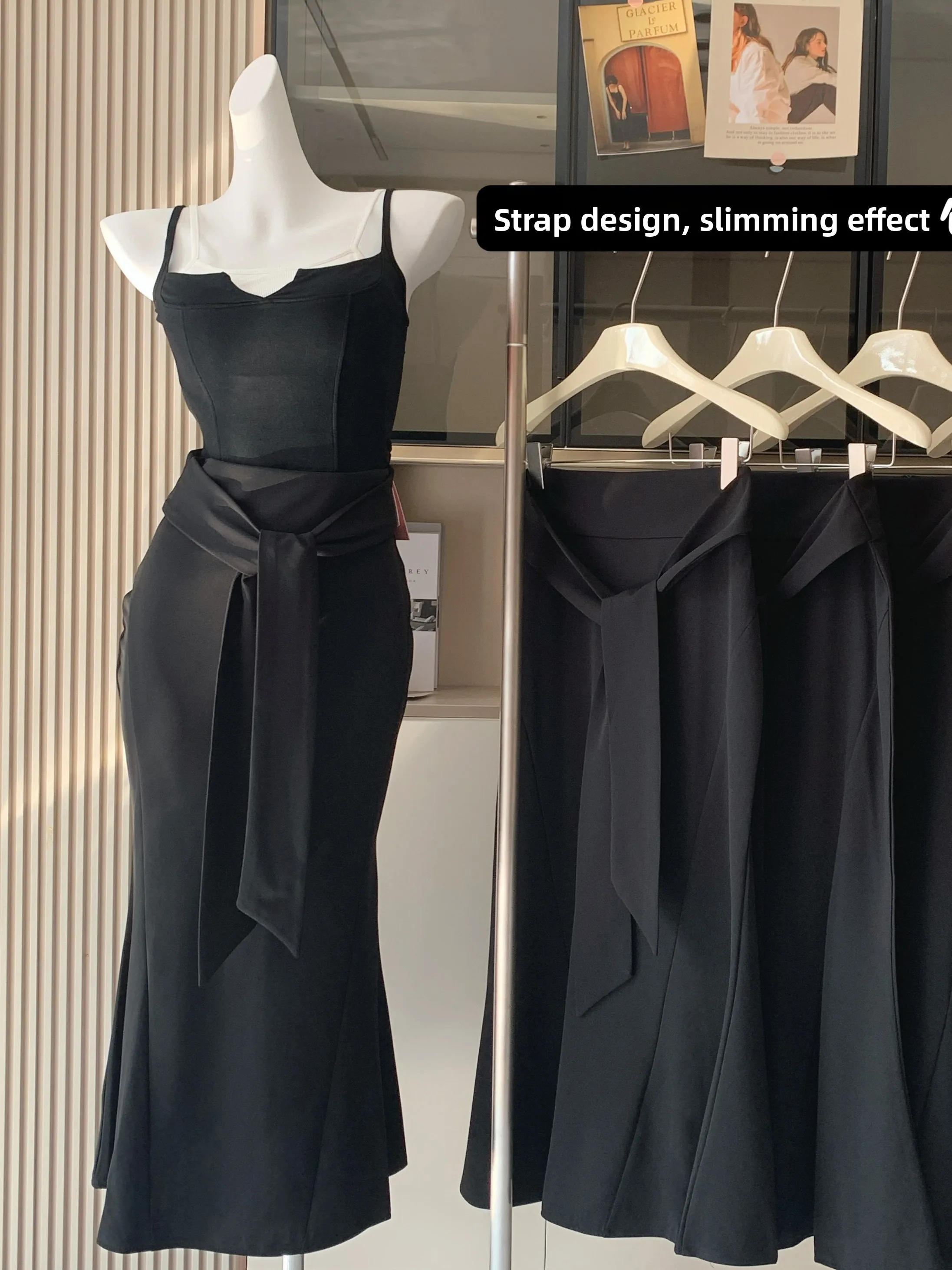 Ele Bla ter Ne  Dr Women's Summer New Sle Sa Design Slimming Bodycon Fi Tail Long Skirt