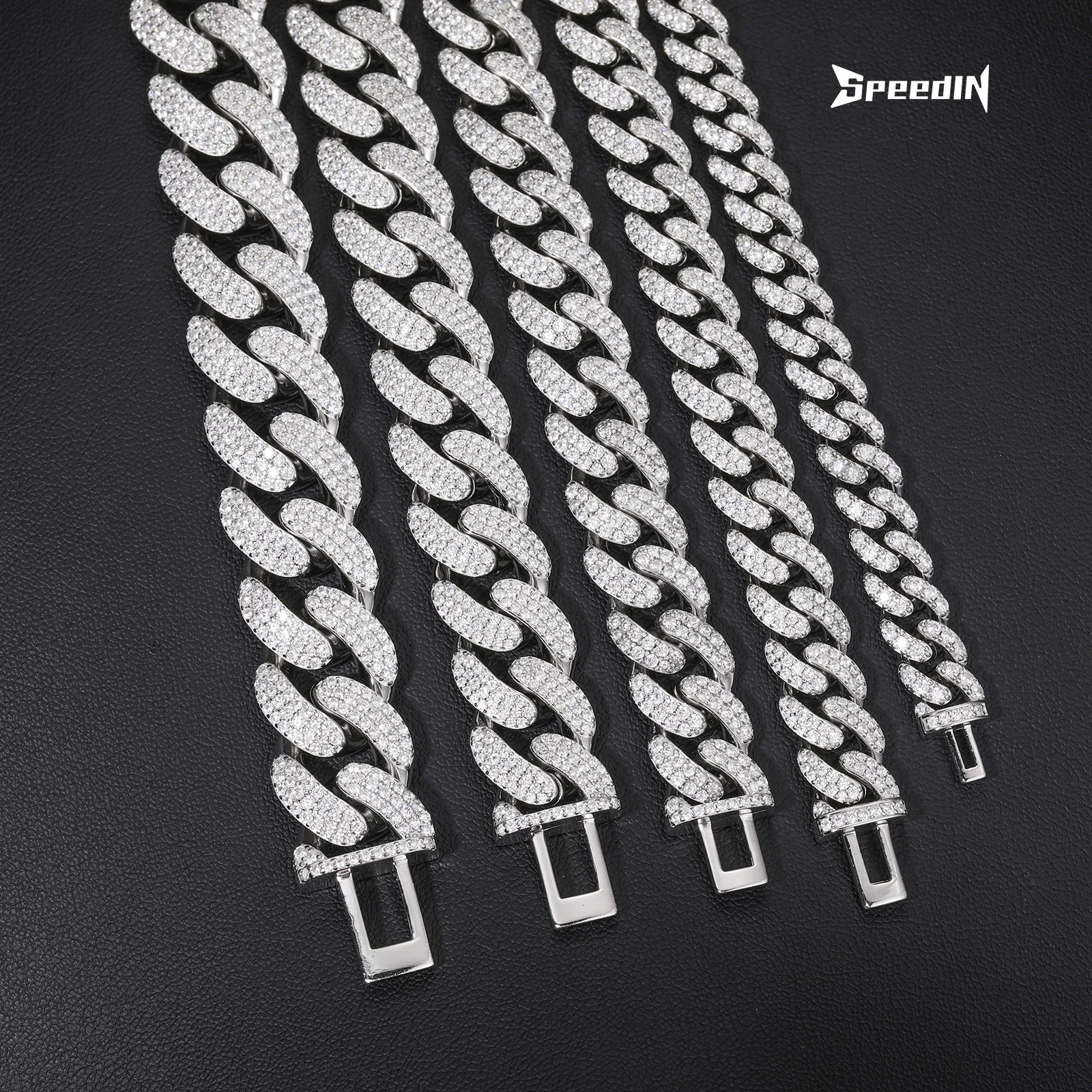 Factory Price Mens Hip Hop Jewelry Luxury 8mm-20mm 925 Sterling Silver Vvs Moissanite Diamond Iced Out Cuban Link Bracelet