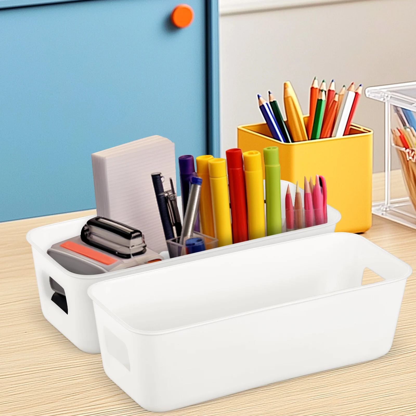 

8 Pcs Storage Box Plastic Baskets Narrow Bins Shelves Organizer Rectangle Box Stylish Appearance Home Office Use