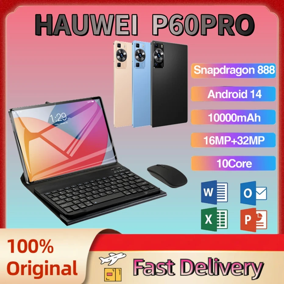 

New P60 Pro Tablet HD 4K Android 14 16GB+1TB 11-inch Snapdrago 888 Bluetooth 5G Learning Software Eye Protection Popular Tablets