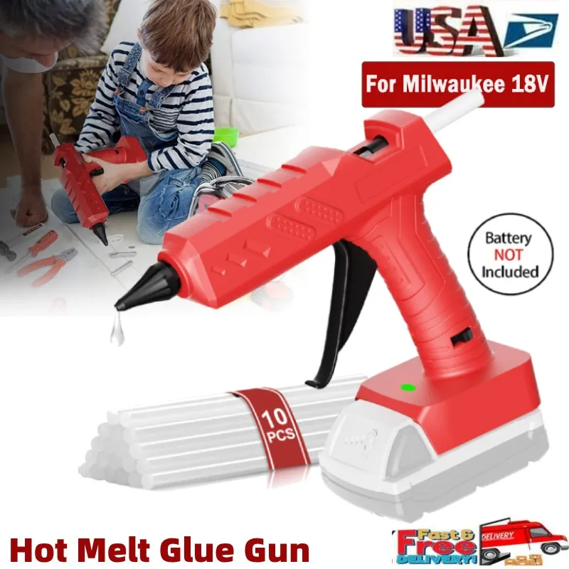 Cordless Electric Hot Melt Glue Gun For Milwaukee 18V Battery Hot Melt Welding With 11mm Glue Stick For DIY Home Power Tool