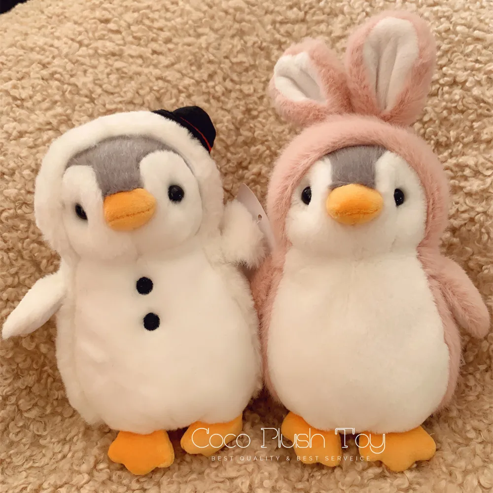 Kawaii Penguin pluszowe zabawki miękkie nadziewane pingwin z jednorożcem/dinozaur/królik kostium dla dziewczynek prezent urodzinowy Party