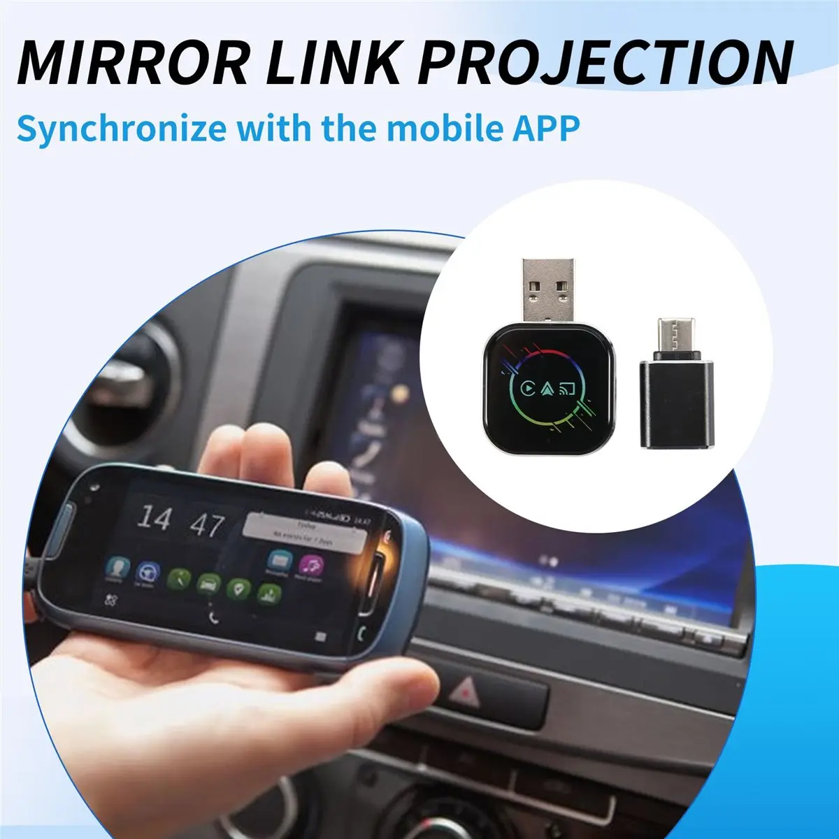 B21B Wireless Carplay 3In1 Smart Mirror Link Carplay Android Auto USB Dongle Adapter Wired Carplay to Wireless Plug A