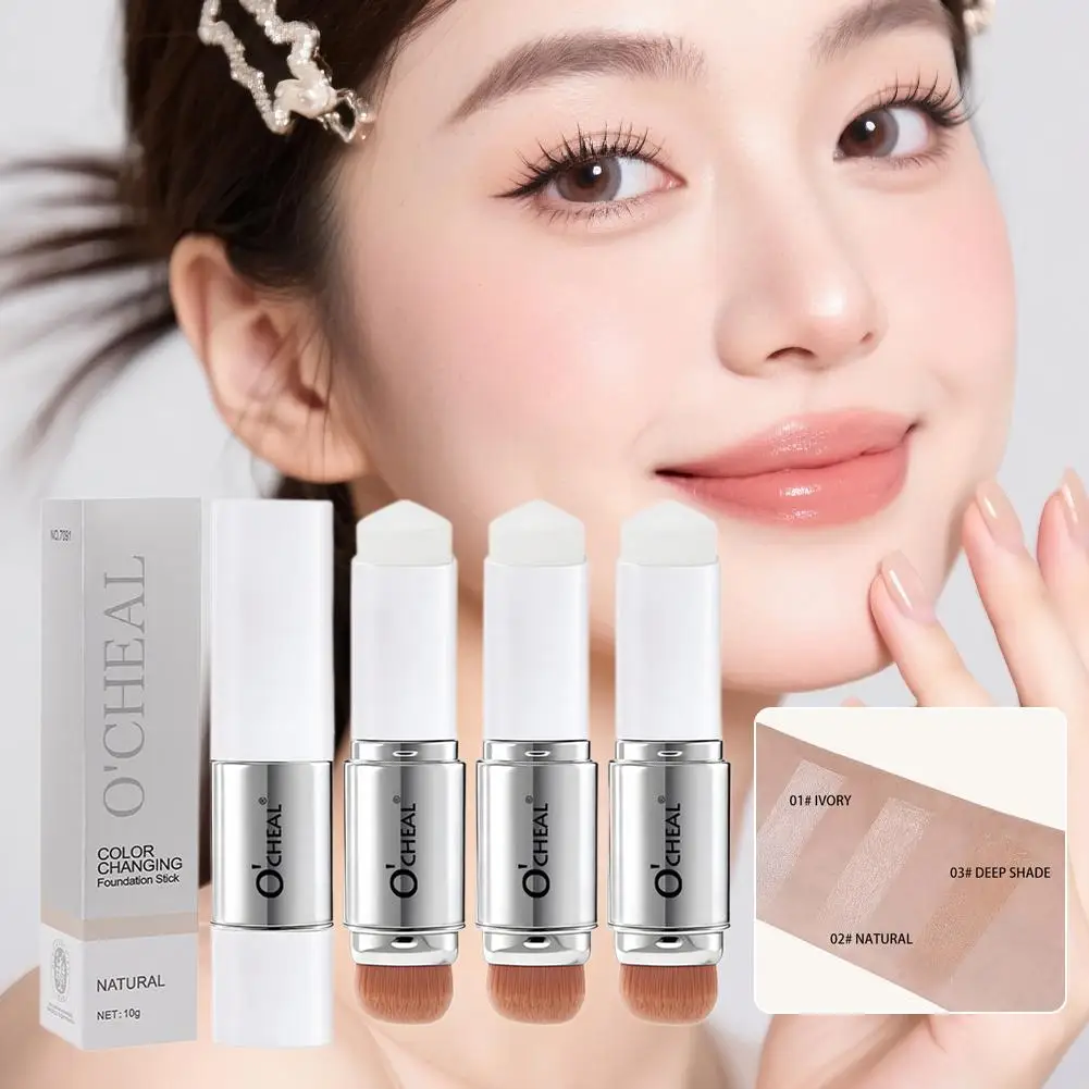 2-in-1 Color Changing Foundation Stick Liquid Moisturizing Lightweight Brightening Foundation Color Changing For All Skin Types