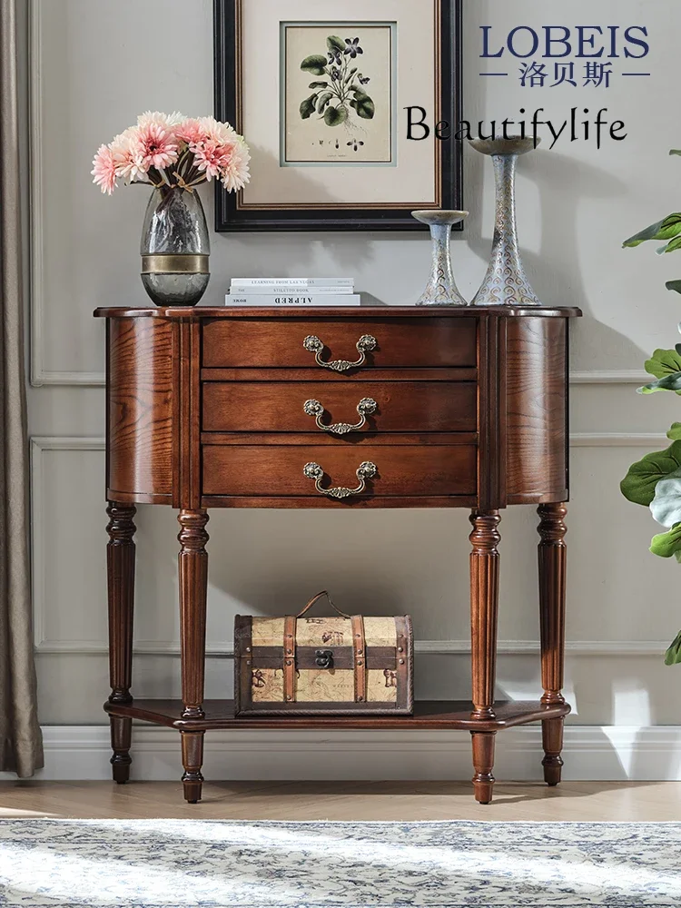 

Входной полукруглый шкаф в американском стиле, узкий шкаф с тремя выдвижными ящиками, шкаф для обуви, коридор, стол фэн-шуй, коридор