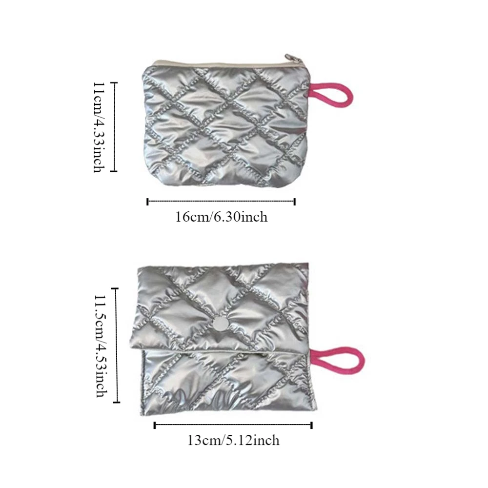 Love Rhombus Shape Silver Coin Purse Ox Cloth Cosmetic Bag Stuffed Cotton Storage Bag Small Item Bag Storage Cloth Bag