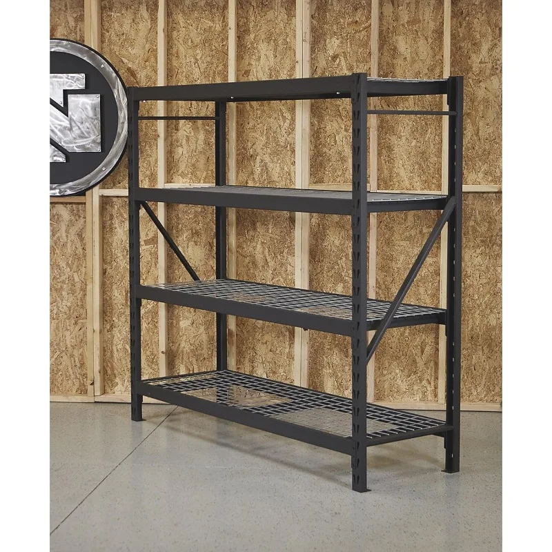 4-Tier Industrial Shelving Rack - 77in.W x 24in.D x 72in.H, Model# 2611T002