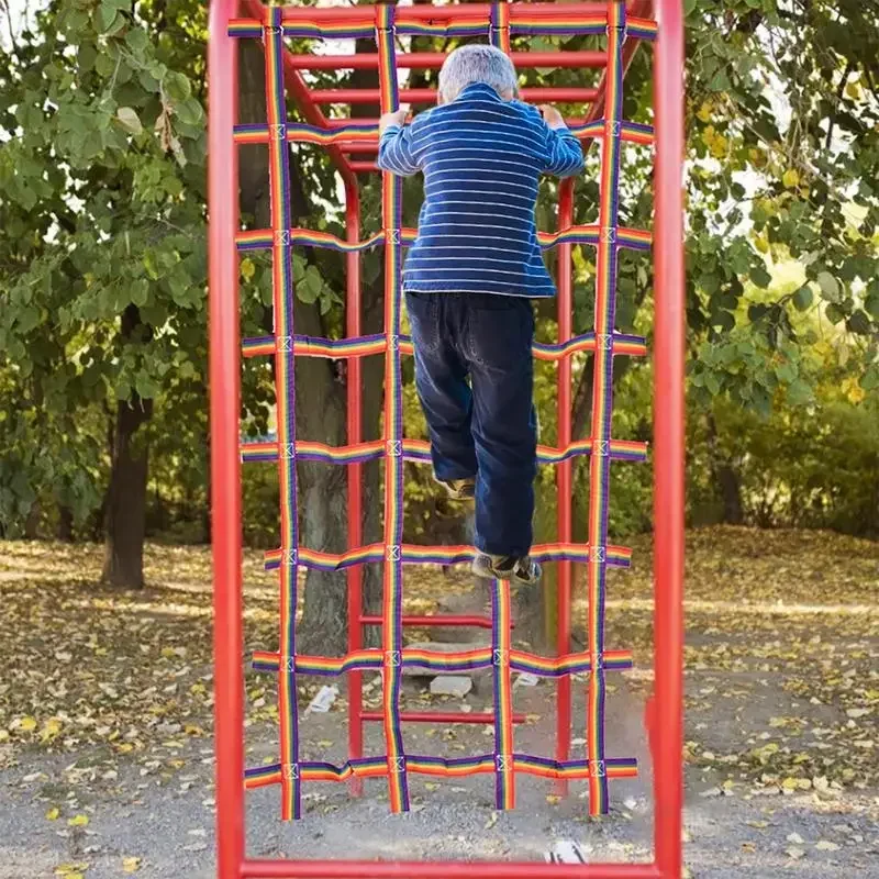 

th Filet ULd'escalade pour enfants, filet cargaison d'escalade avec crochets, cabane dans les arbres,