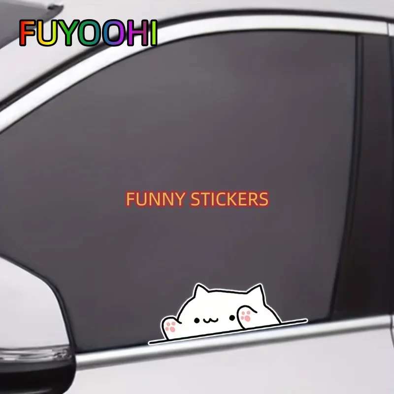 FUYOOHI Bongo Cat Sticker Decal Bumper Sticker For Car Window Bumper Wall Truck SUV Window Wall Cup Laptop Car Accessories