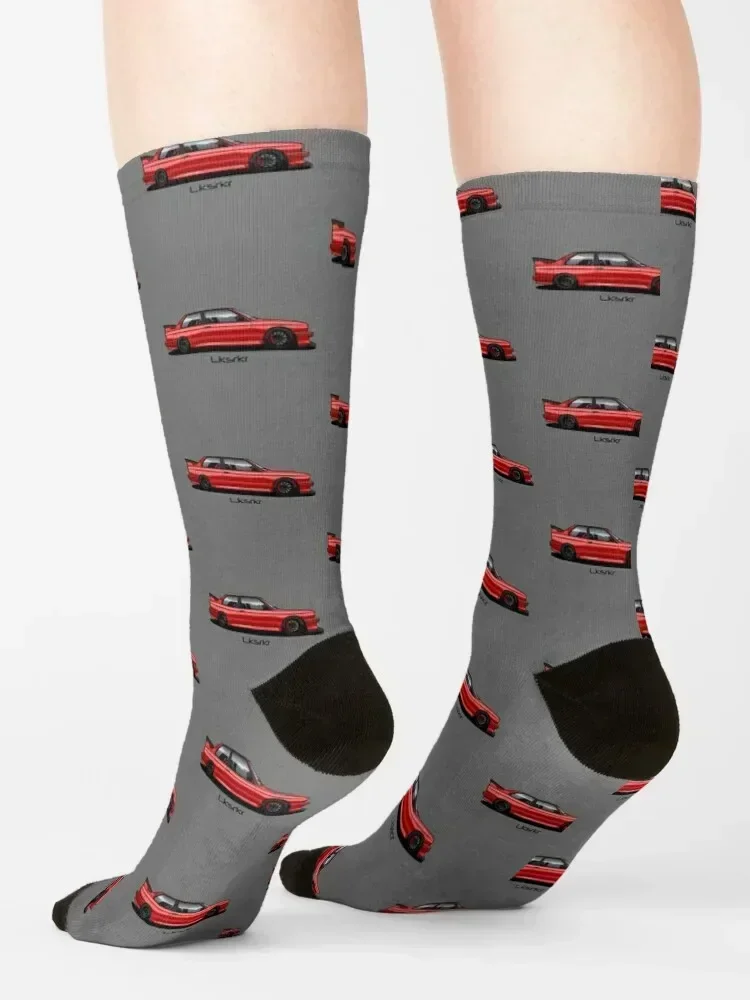 Red E30 artwork Socks retro custom sports stockings christmass gift Socks Women Men's