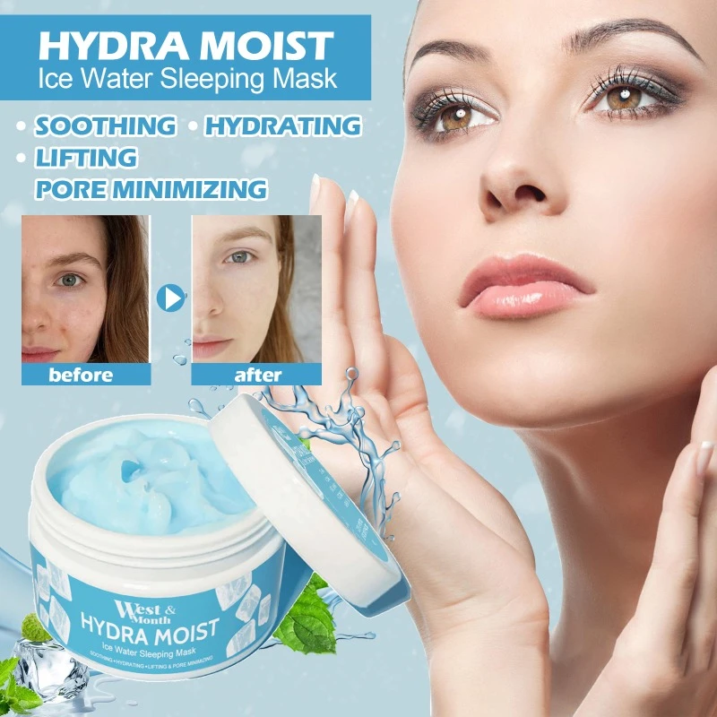 

Hydra Moist Ice Water Sleeping Mask Whitening moisturizing Night Repair Facial Deep Cleansing Shrink Pore Skin Care Smear Mask