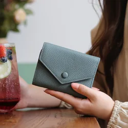 New Women Casual Cow Leather Short Card Holder Wallet Female Vintage Pocket HandHold Bag For Women Large capacity